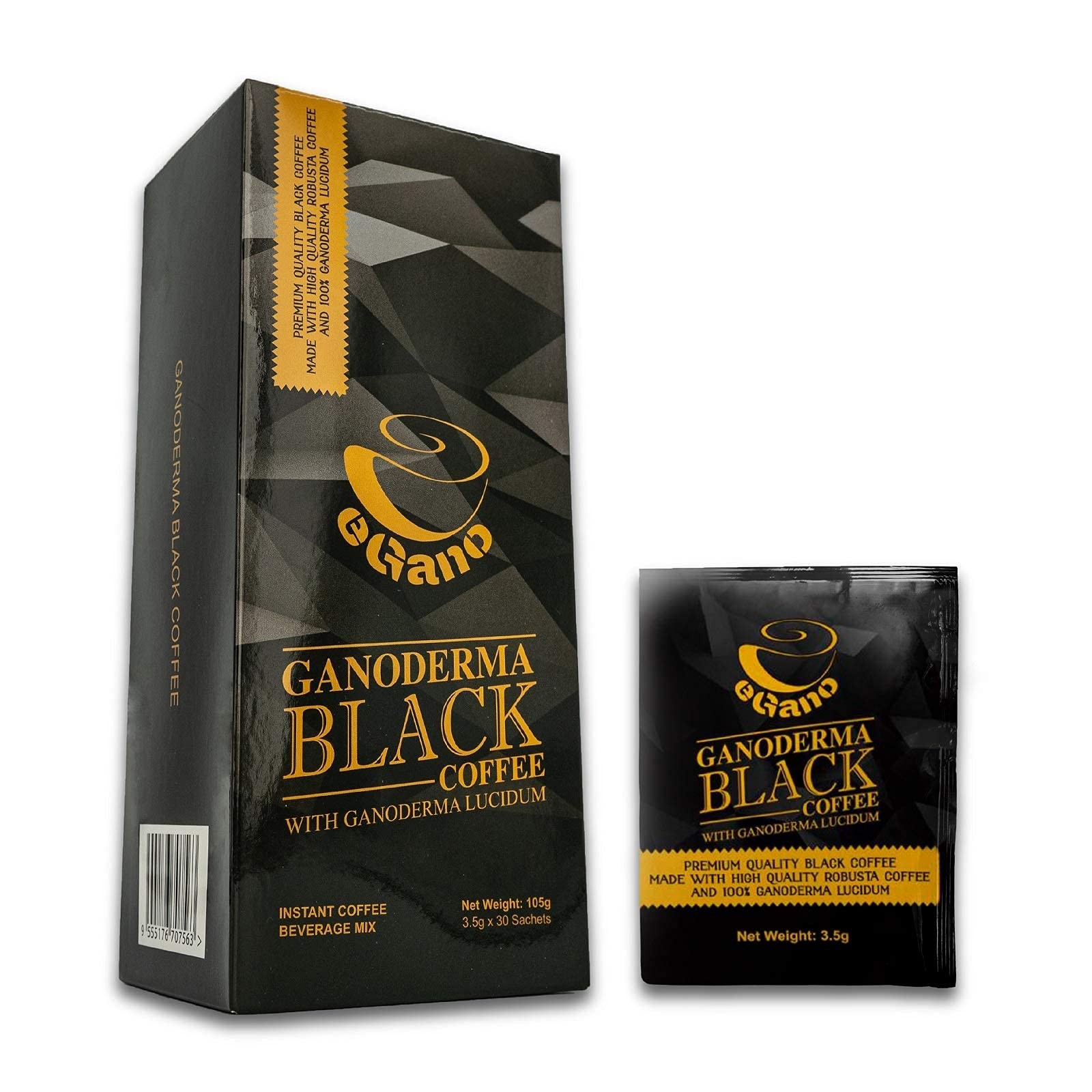 Premium Ganoderma Black Coffee – 3 Boxes, 90 Instant Sachets Total