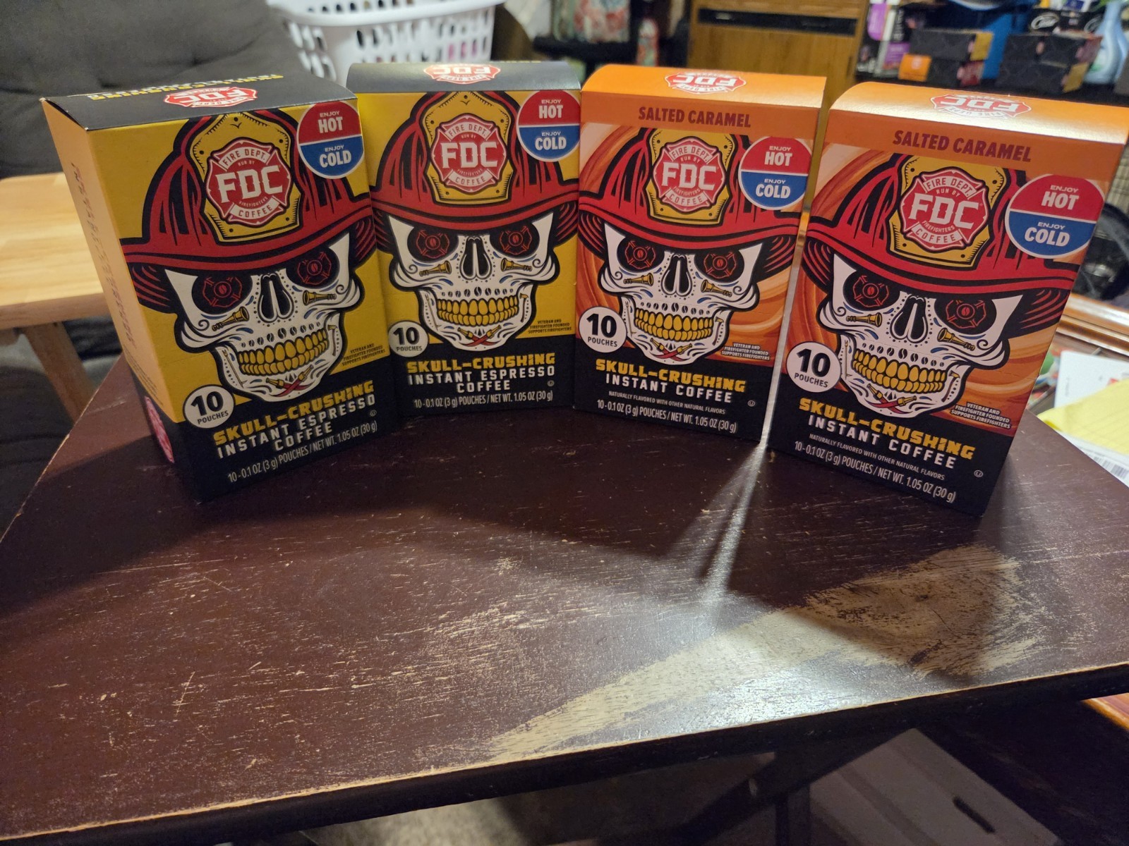 Fdc Skull Crushing Instant Espresso Lot Of 4 Boxes Regular And Salted Caramel