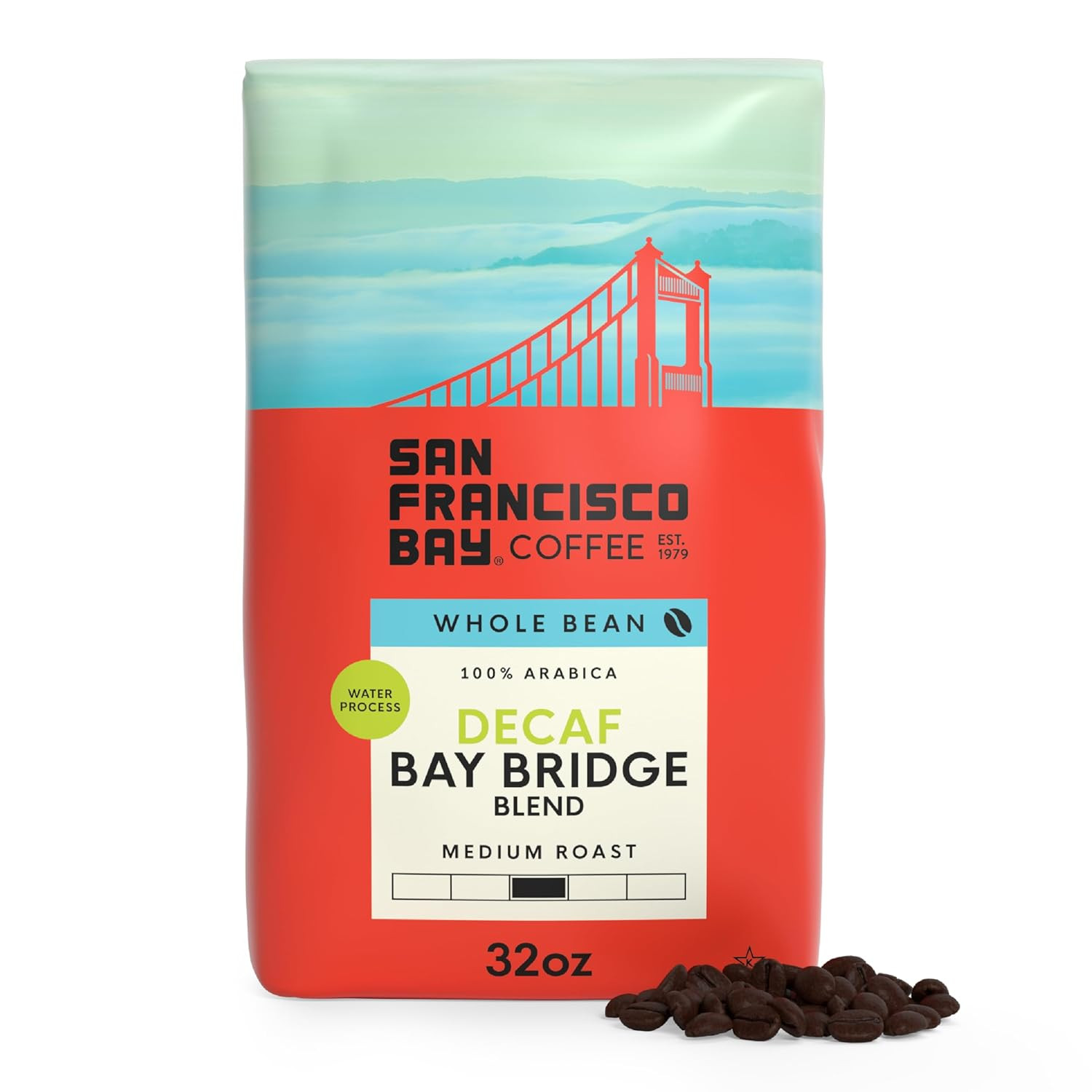 Coffee Decaf Bay Bridge Blend Whole Bean, 2 lb Bag