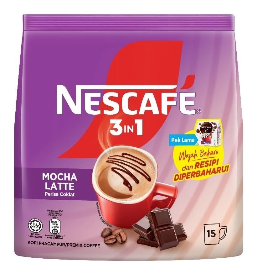NESCAFE 3 in 1 Mocha Latte Instant Coffee Mix Chocolate Flavor Each 25g X15
