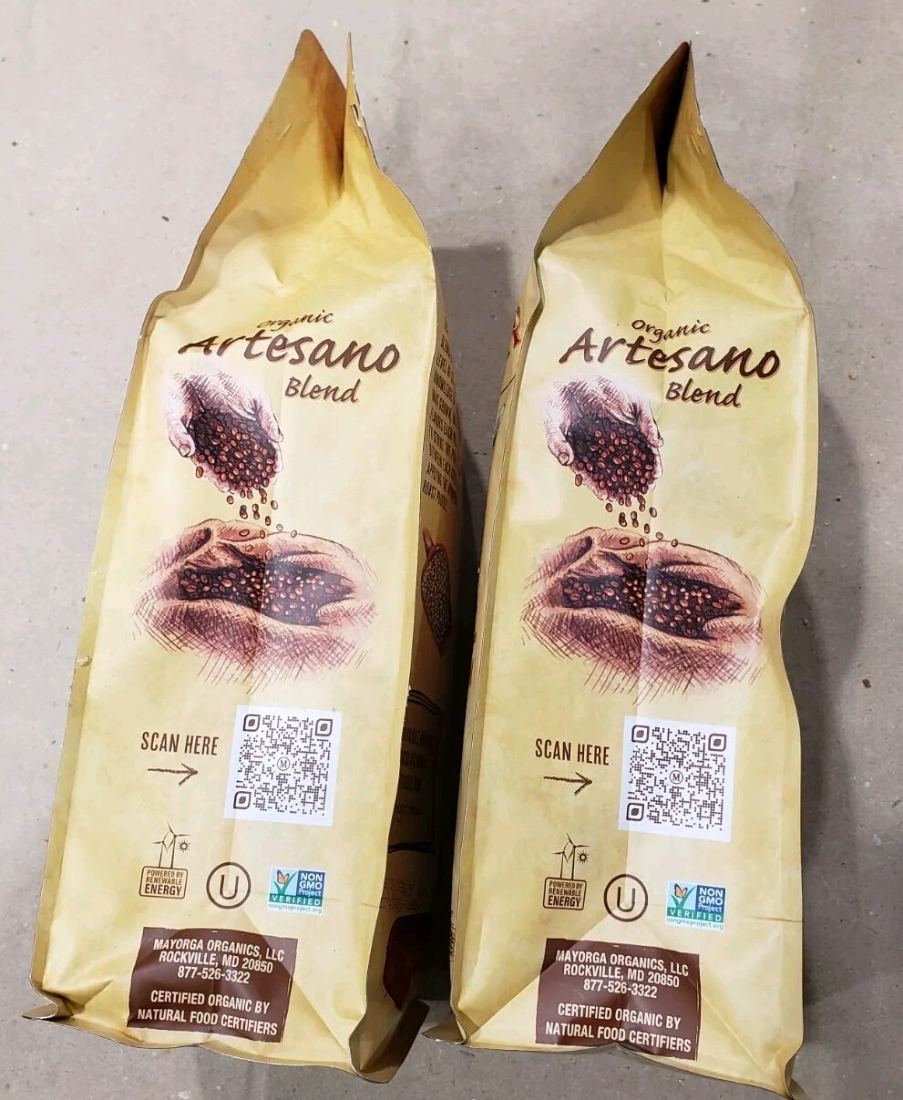 Mayorga Coffee Organic Artesano Blend Medium Roast Whole Bean 2 Bags 4 Lbs Total
