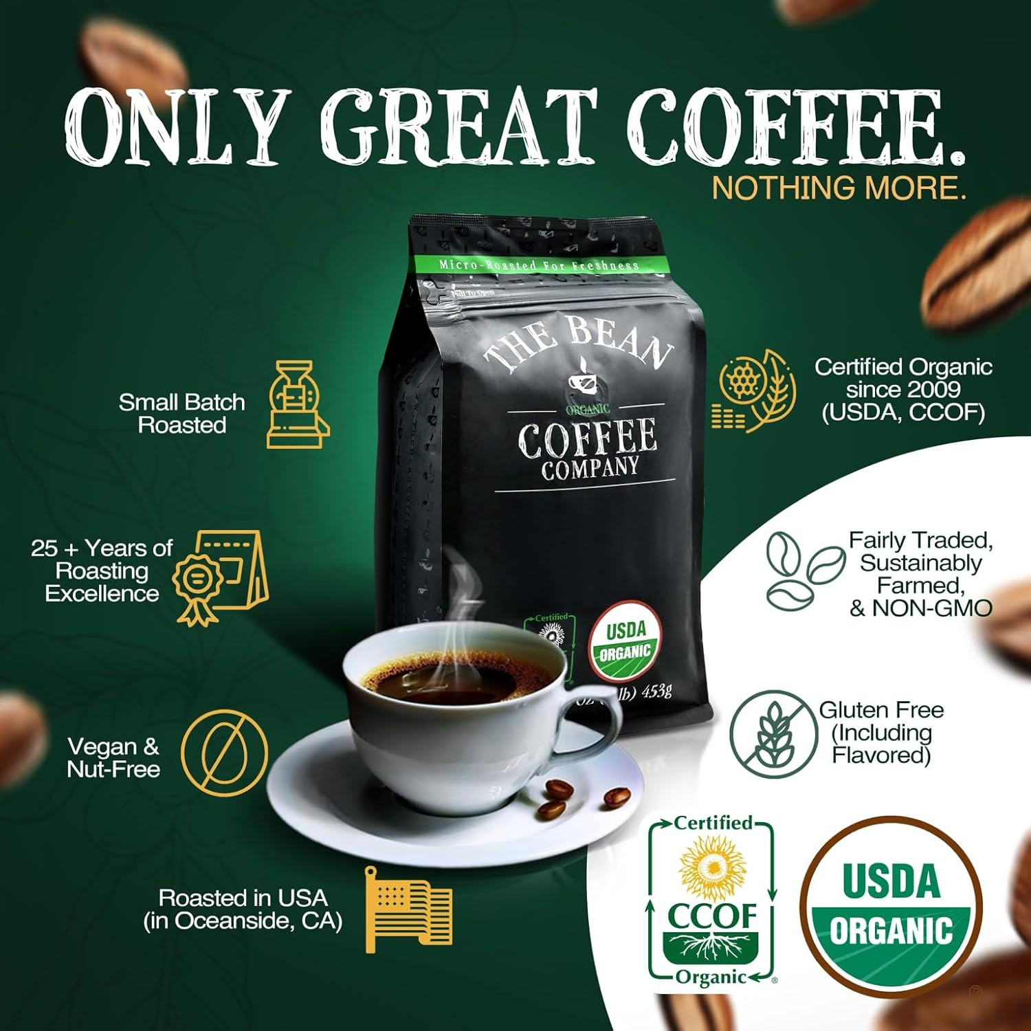 Mocha Java Medium Roast Whole Bean Coffee – 5lb Bag by The Bean Organic